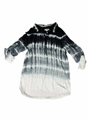 UMGEE Tie-Dye Button Front Tunic - Black & White